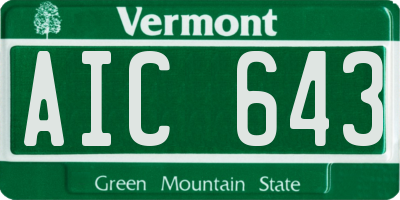 VT license plate AIC643