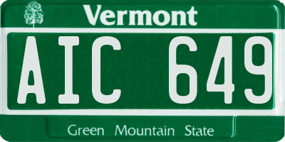 VT license plate AIC649