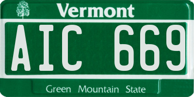 VT license plate AIC669