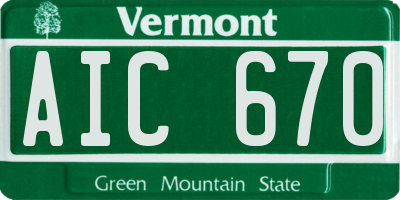 VT license plate AIC670