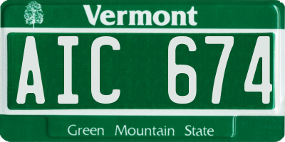 VT license plate AIC674