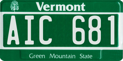 VT license plate AIC681