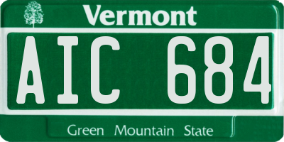 VT license plate AIC684
