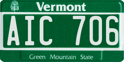 VT license plate AIC706