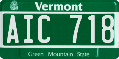 VT license plate AIC718