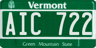 VT license plate AIC722