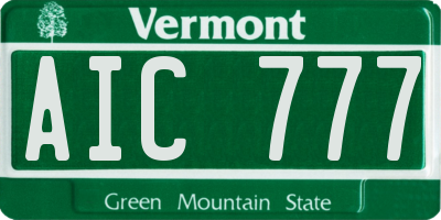 VT license plate AIC777