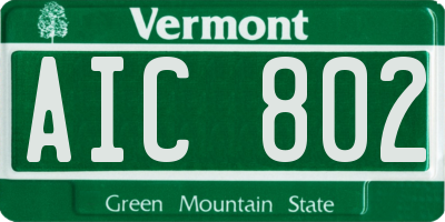 VT license plate AIC802