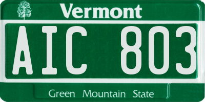 VT license plate AIC803