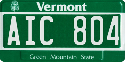 VT license plate AIC804