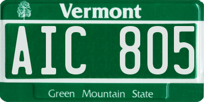 VT license plate AIC805