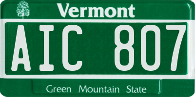 VT license plate AIC807