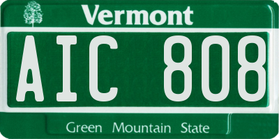 VT license plate AIC808