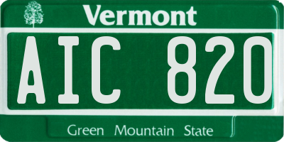 VT license plate AIC820