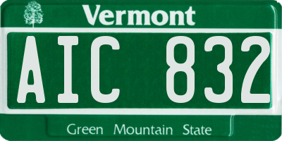 VT license plate AIC832