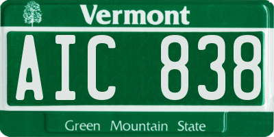 VT license plate AIC838