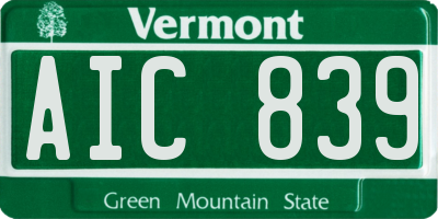 VT license plate AIC839