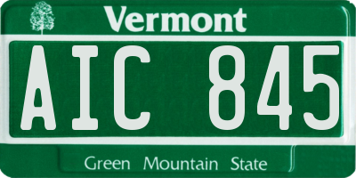 VT license plate AIC845