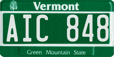 VT license plate AIC848