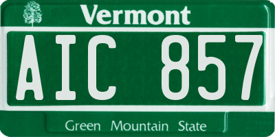 VT license plate AIC857