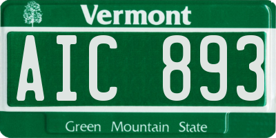 VT license plate AIC893