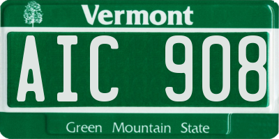 VT license plate AIC908