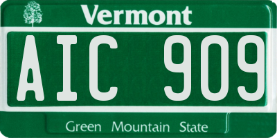 VT license plate AIC909