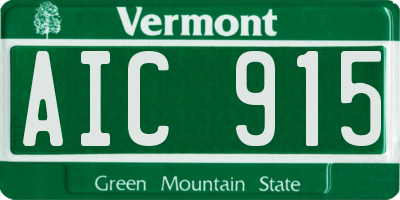 VT license plate AIC915