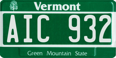 VT license plate AIC932