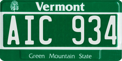 VT license plate AIC934