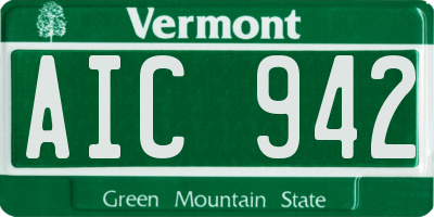 VT license plate AIC942