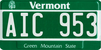 VT license plate AIC953