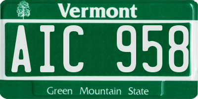 VT license plate AIC958