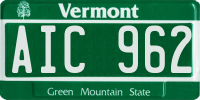 VT license plate AIC962