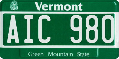 VT license plate AIC980