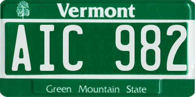 VT license plate AIC982