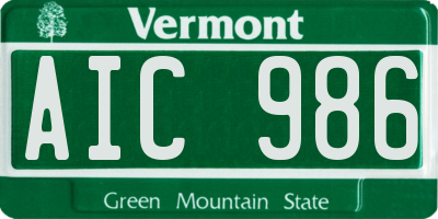 VT license plate AIC986