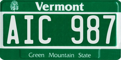 VT license plate AIC987