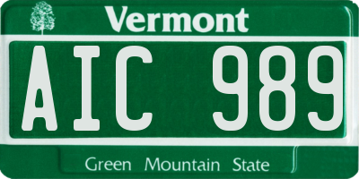 VT license plate AIC989