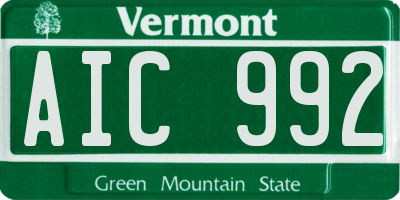 VT license plate AIC992