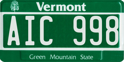 VT license plate AIC998