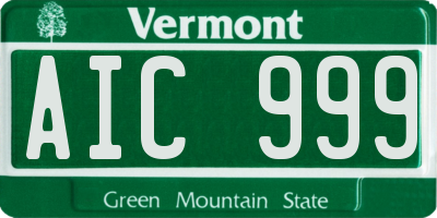 VT license plate AIC999