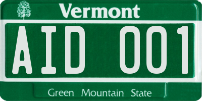 VT license plate AID001