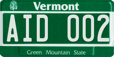 VT license plate AID002