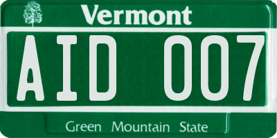 VT license plate AID007