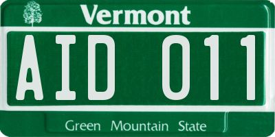 VT license plate AID011