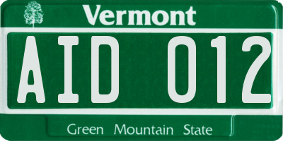 VT license plate AID012