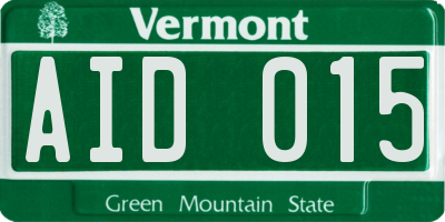 VT license plate AID015