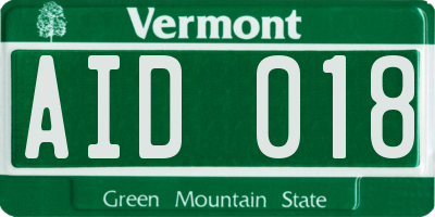 VT license plate AID018