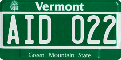 VT license plate AID022